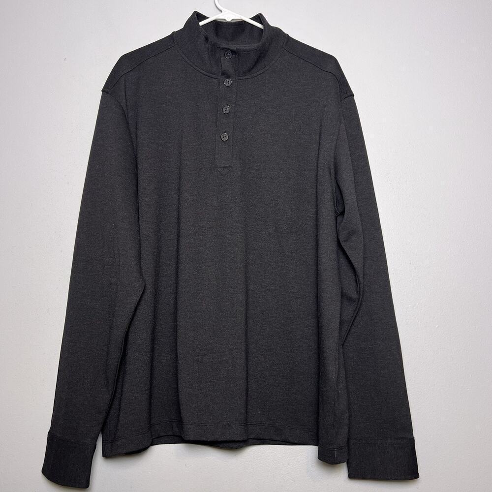 Brooks Brothers Men's 1/4 Button Pullover Sweatshirt Sz XL Mock Neck Office